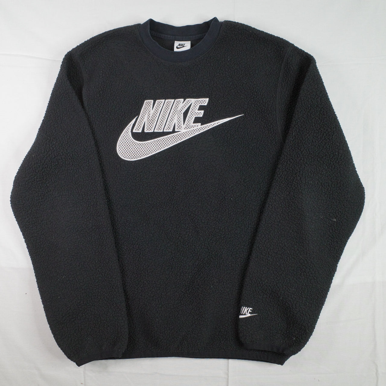 Nike Sportswear Essential Black Sherpa Fleece Sweatshirt Crewneck Mens Size XS