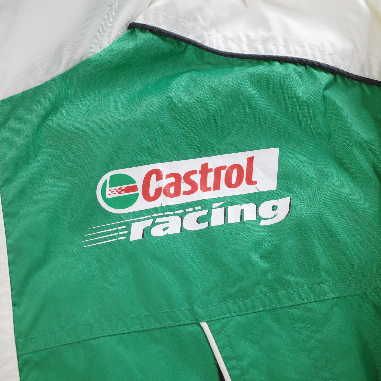 Vintage Castrol Racing Jacket Full Zip Green White Mens XL