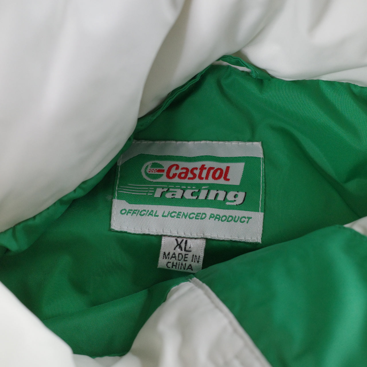 Vintage Castrol Racing Jacket Full Zip Green White Mens XL