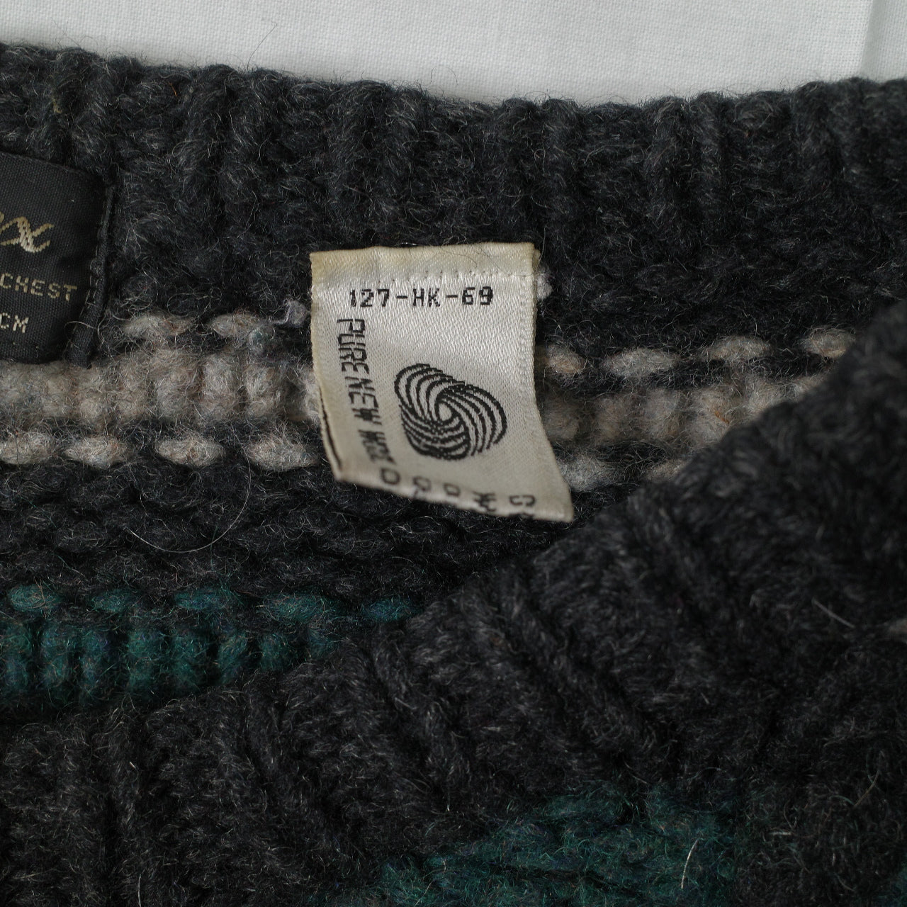 Coogi Style Boytex Pure Wool 90's Hand Made Knit Fleece Sweater Mens Large