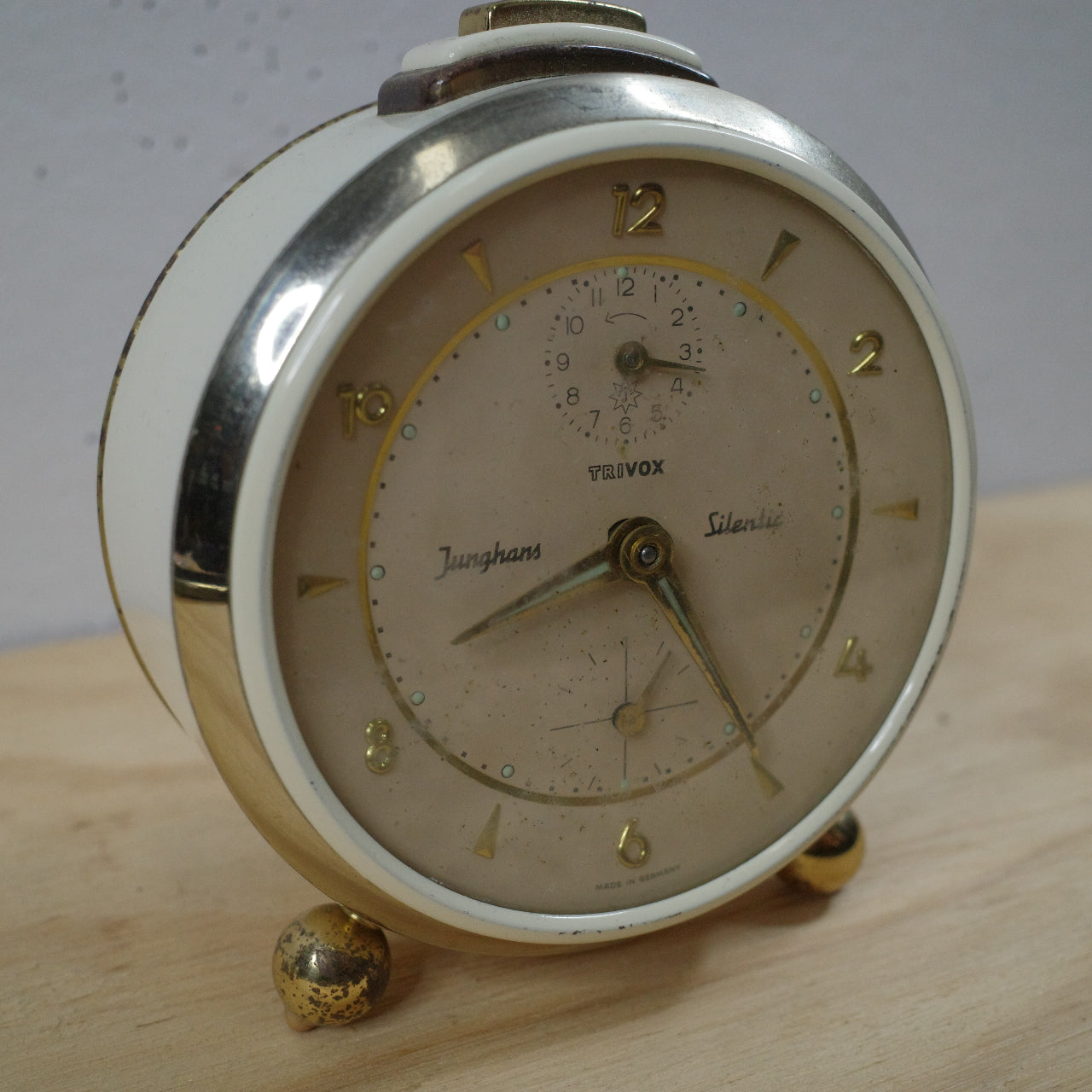 Vintage Junghans Trivox Silentic Silent-Tic Desk Alarm Clock German Made for parts