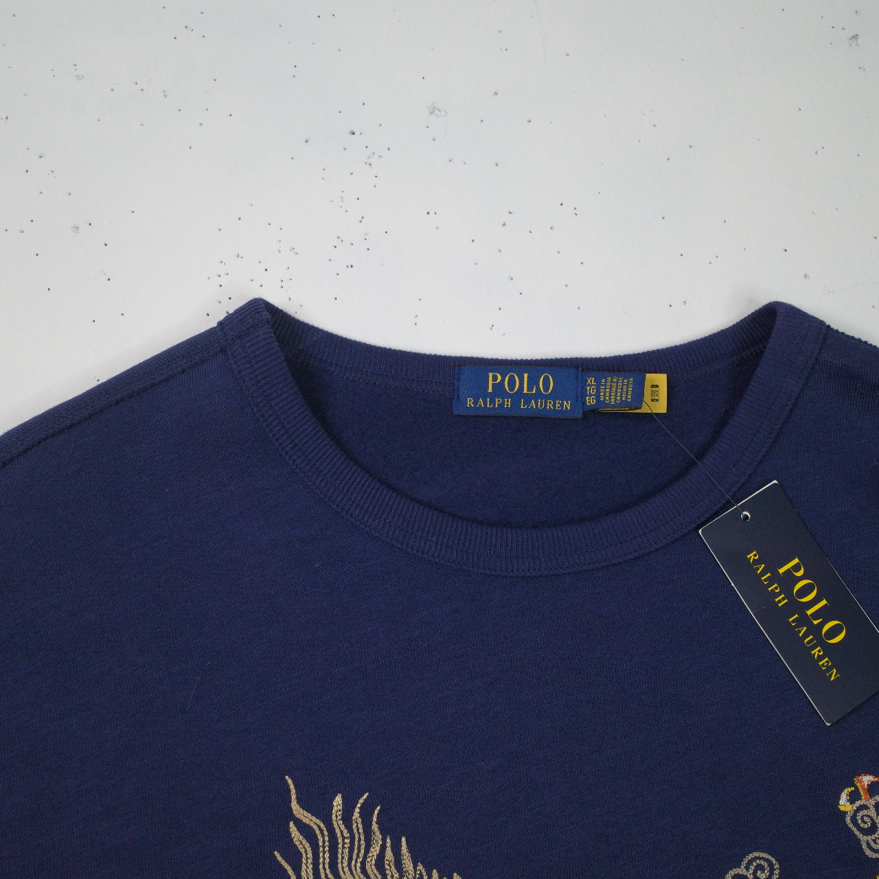 Polo Ralph Lauren Chinese New Year Dragon Navy Embroidered Sweater Crewneck Mens XL NWT