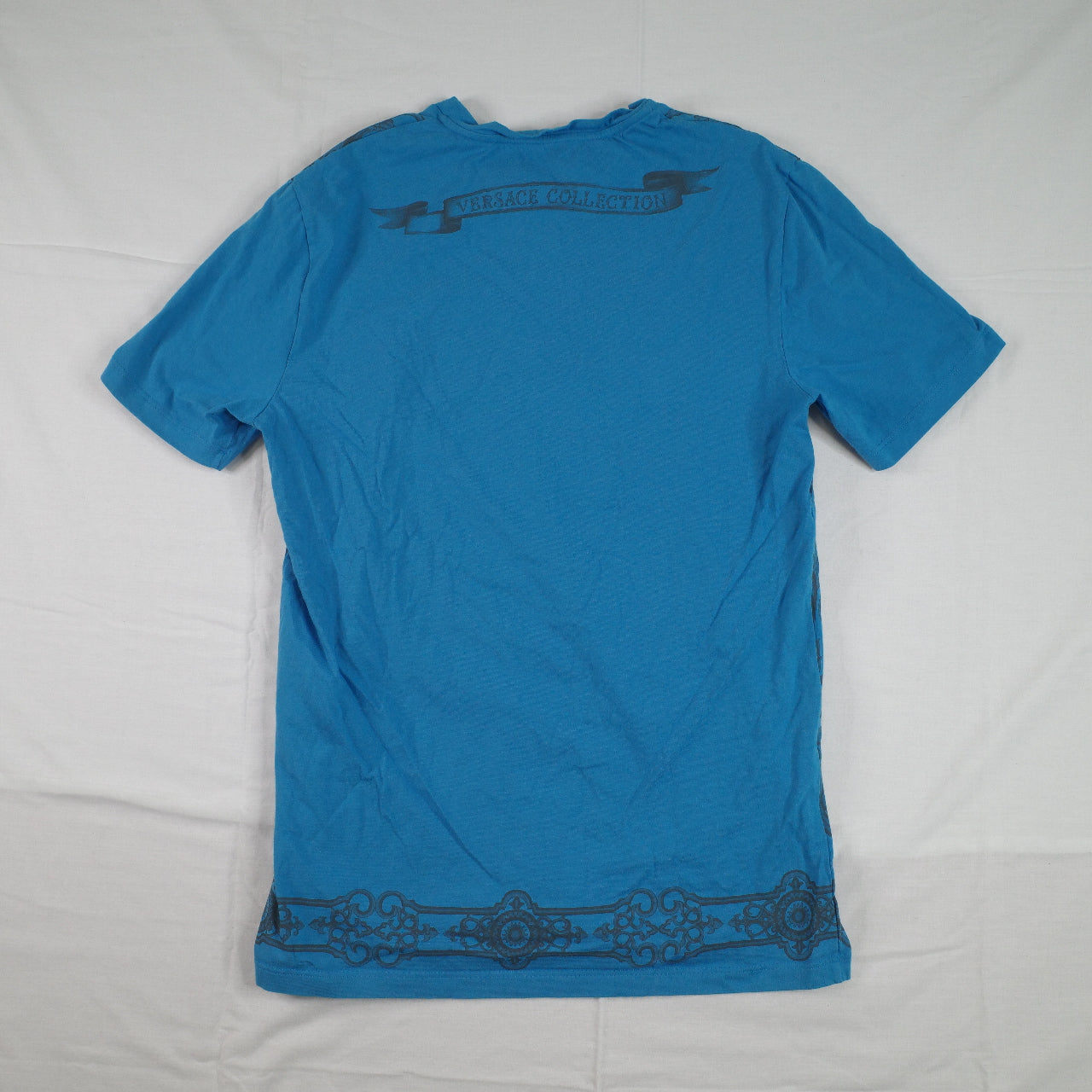 Versace Collection T-Shirt Blue Short Sleeve Mens Medium Slim Fit