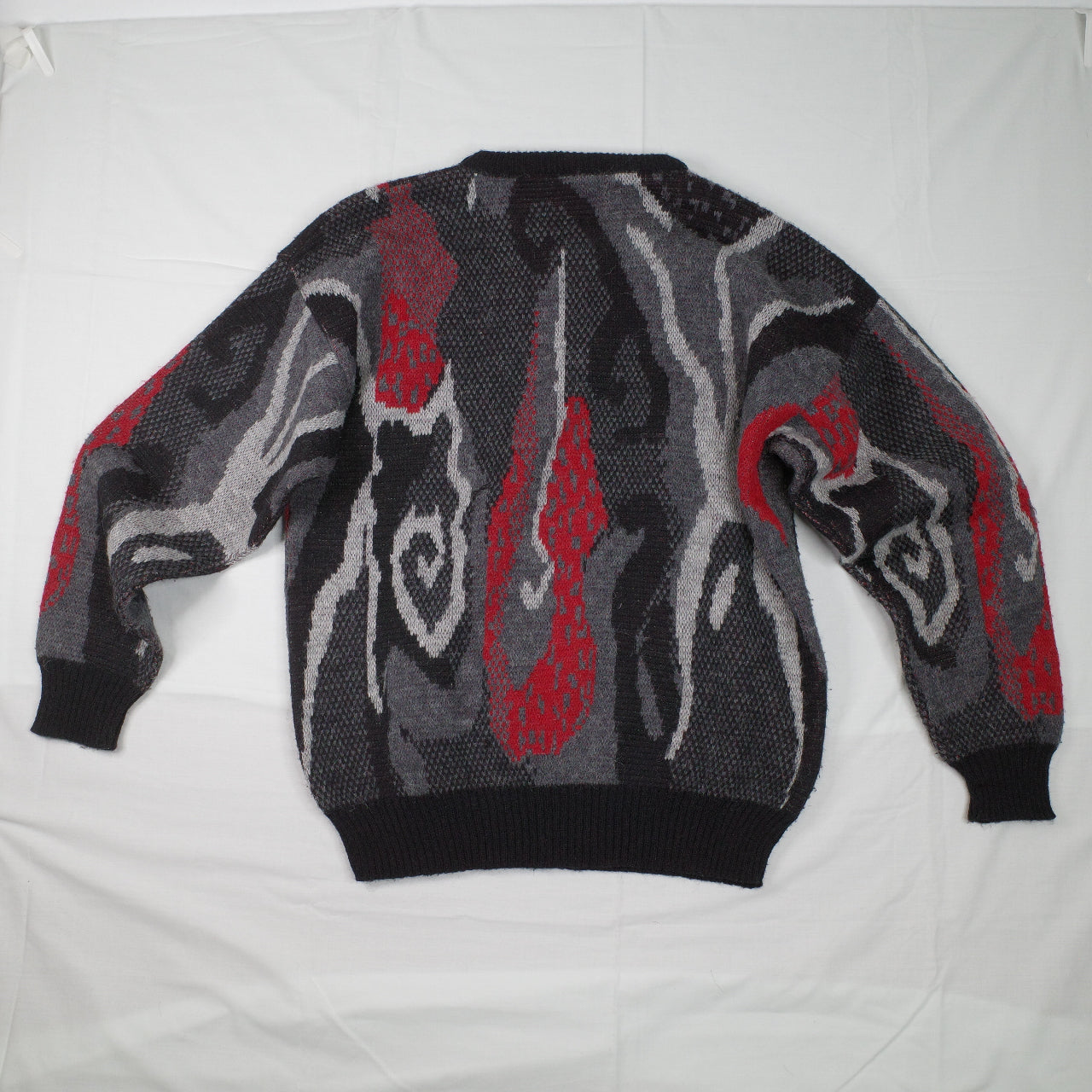 Roger David 1980's Cable Knit Red Grey Mens XL