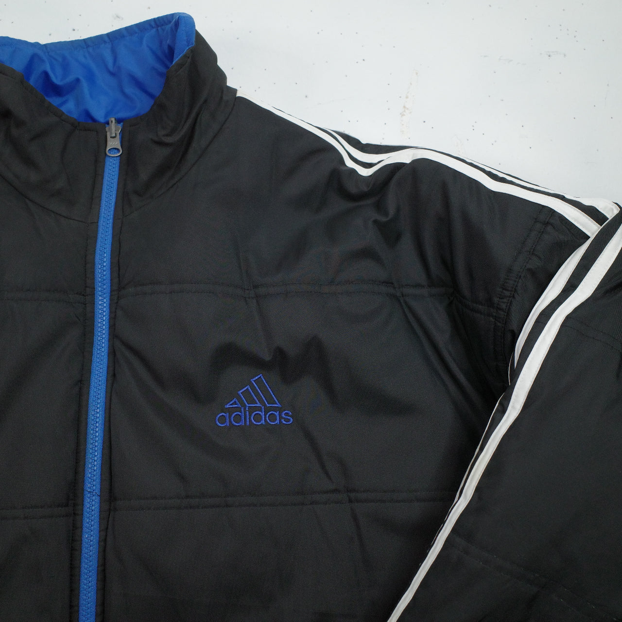 Vintage Adidas Puffer Jacket Size XL Blue Black Reversible 90s Y2K