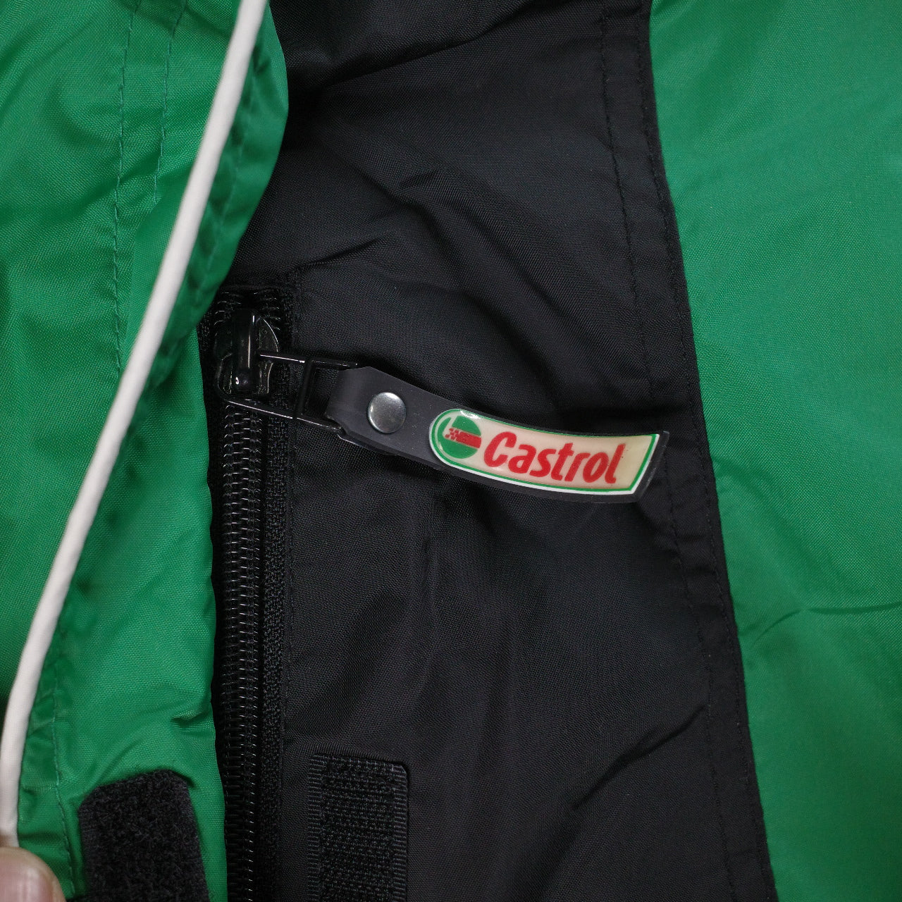 Vintage Castrol Racing Jacket Full Zip Green White Mens XL