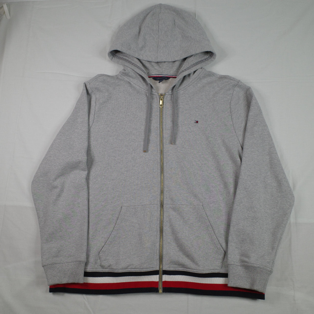 Tommy Hilfiger Grey Zip Up Hoodie Cotton Men's XXL