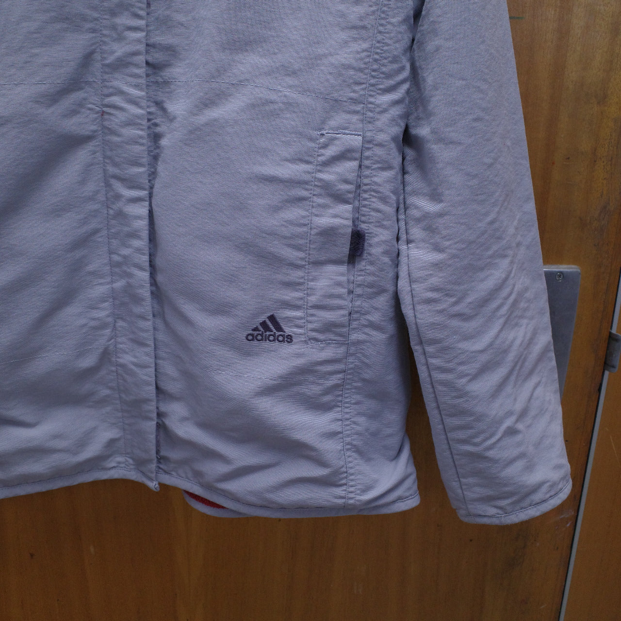 Adidas Reversible Vintage Fleece Nylon Jacket Grey Orange Women’s 10 Small