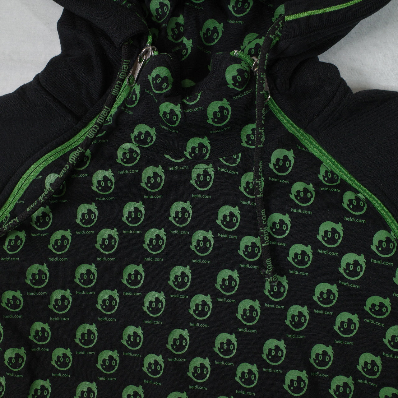 Heidi dot com 2 Zip Neon Black Hooded Zip Up Jacket Unisex XL