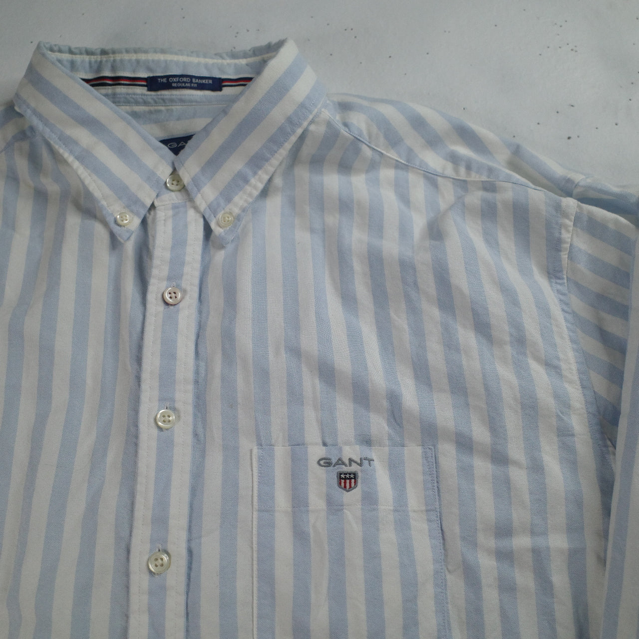 Gant Oxford Banker Blue White Stripe Cotton Button Up Mens 2XL