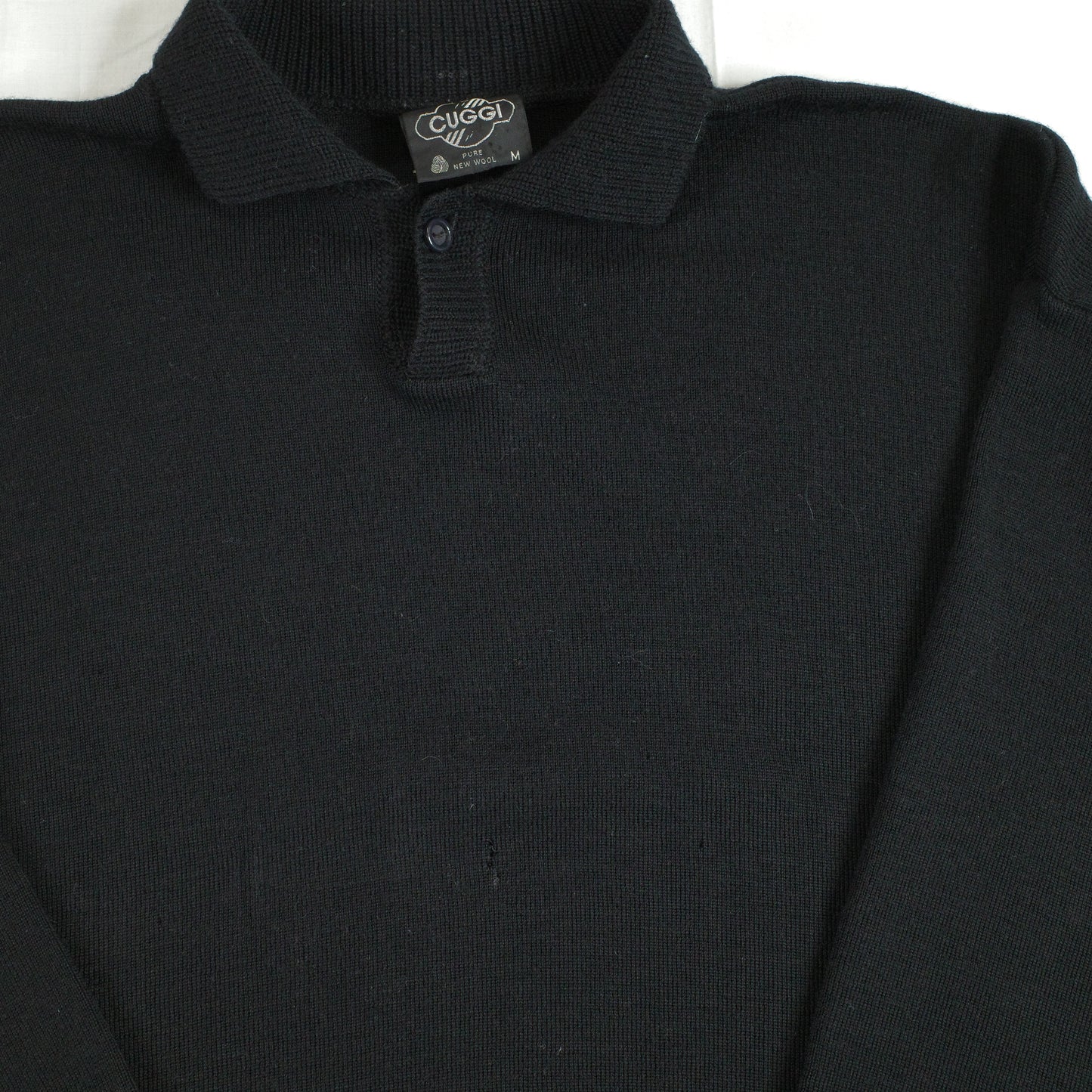 Vintage Coogi 80's Black Wool Cuggi Quarter Button Sweater Black Mens Medium