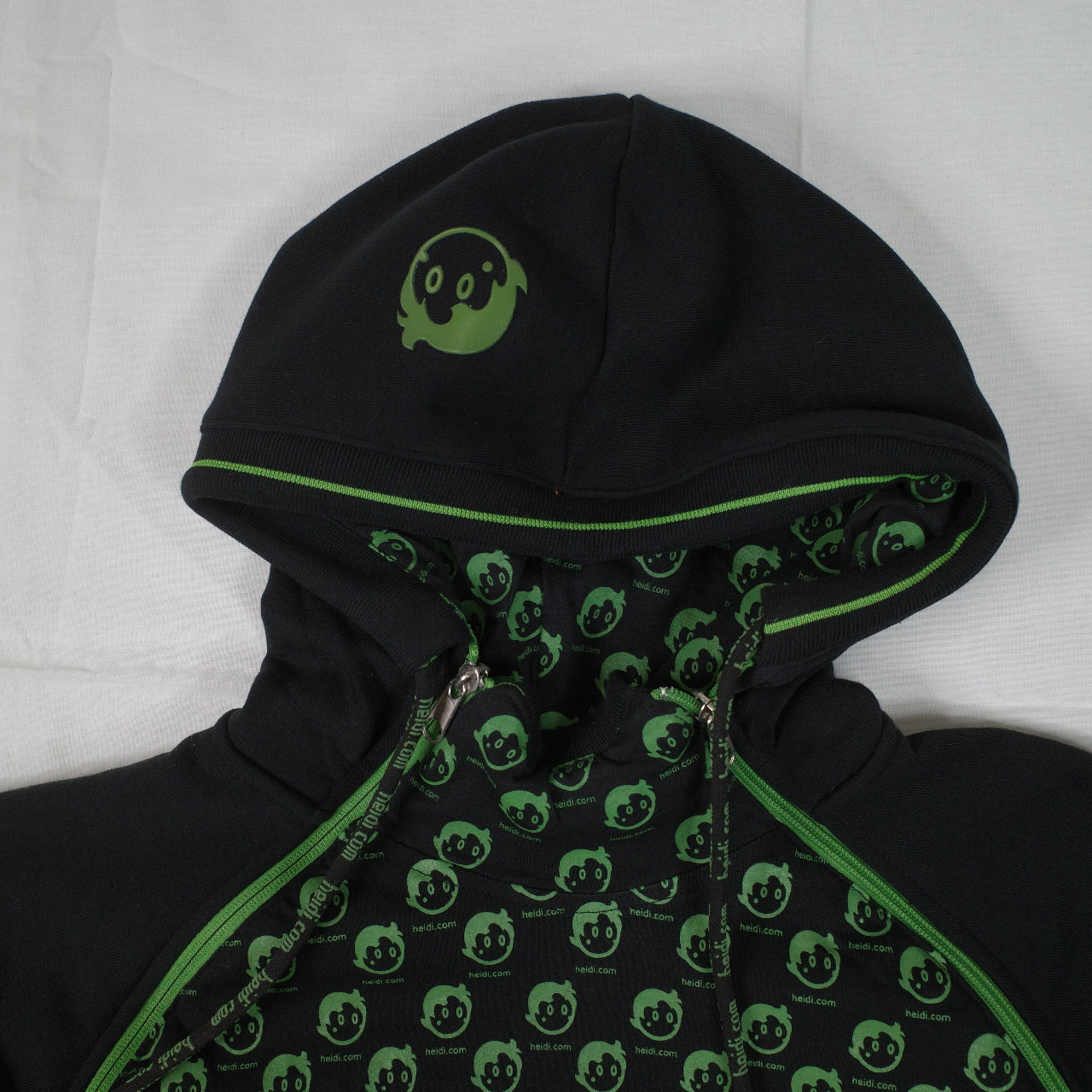 Heidi dot com 2 Zip Neon Black Hooded Zip Up Jacket Unisex XL