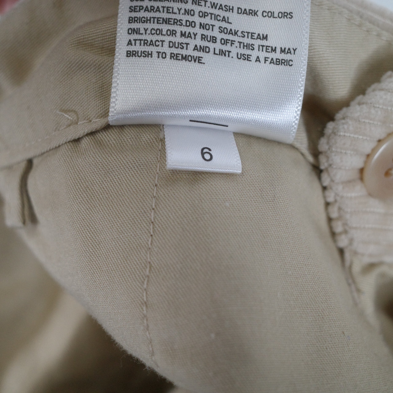 Ines De La Fressange Uniqlo Beige Cord Pants Womens 6