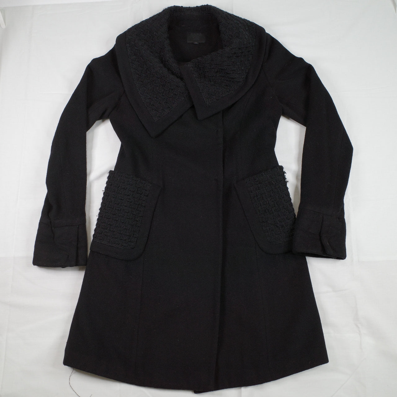 Anna Sui Black Wool Button Knee Length Coat 6