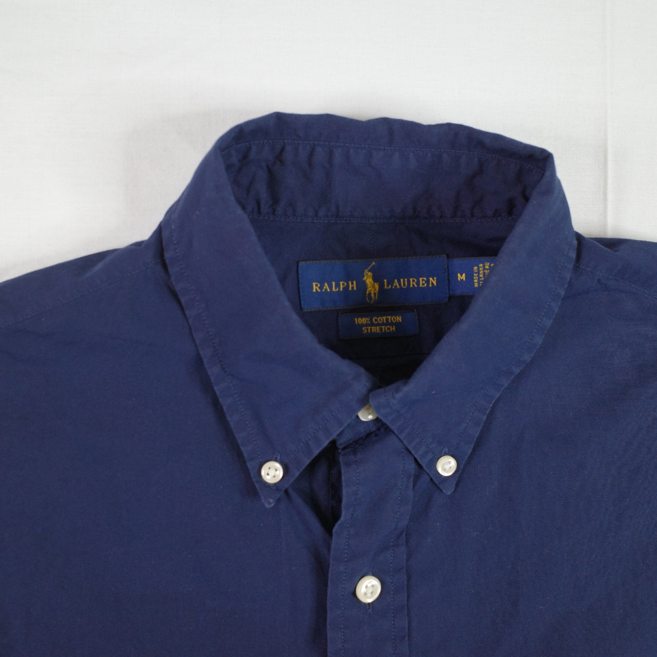 Ralph Lauren Shirt Mens Medium Blue Button Down Slim Fit Stretch Oxford