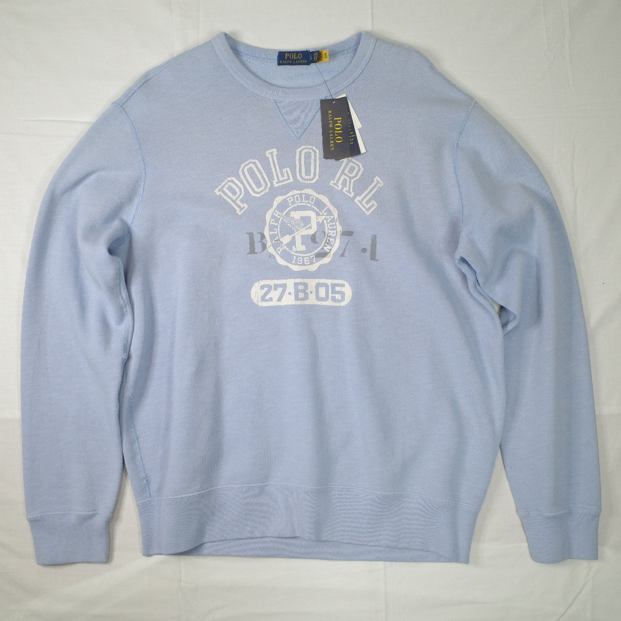Polo Ralph Lauren Baby Blue Polo RL Crewneck Sweater Mens Large NWT