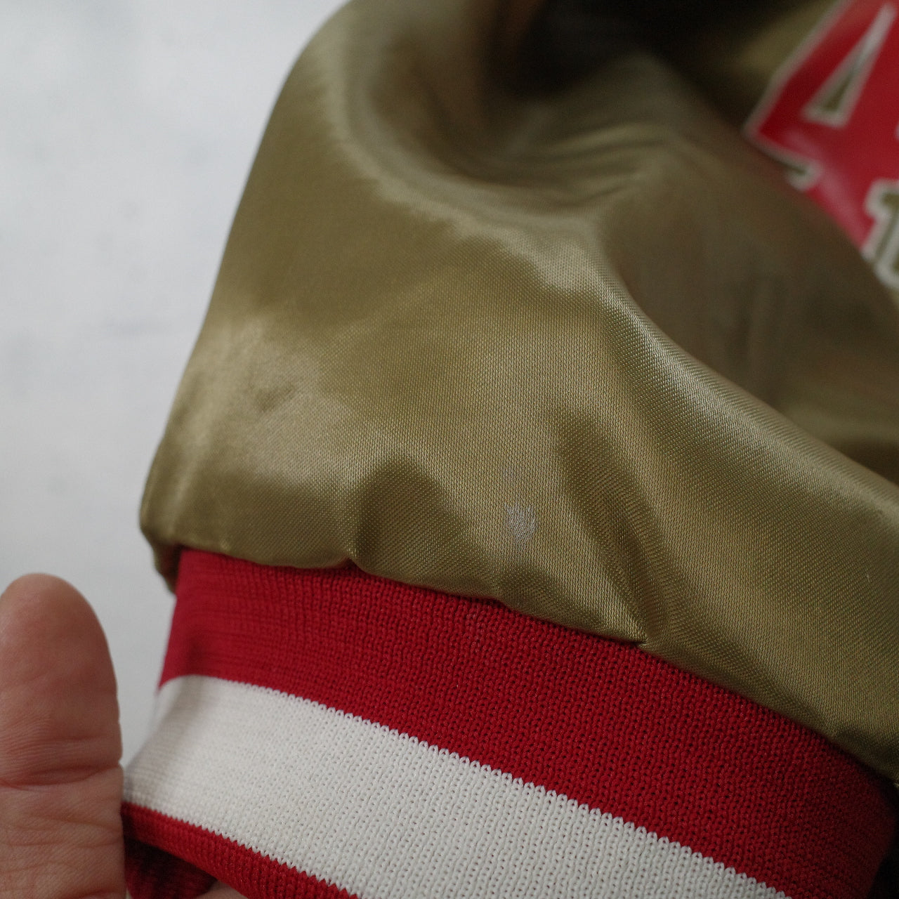 Vtg San Francisco 49ers Chalk Line Gold Satin Bomber Jacket USA Made Boys Youth Sz 14-16