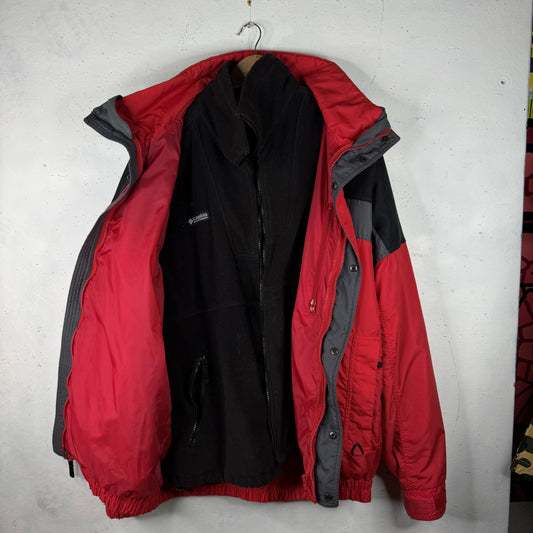 Vintage Columbia Bugaboo Three in One Jacket Red Nylon Mens XL Tall
