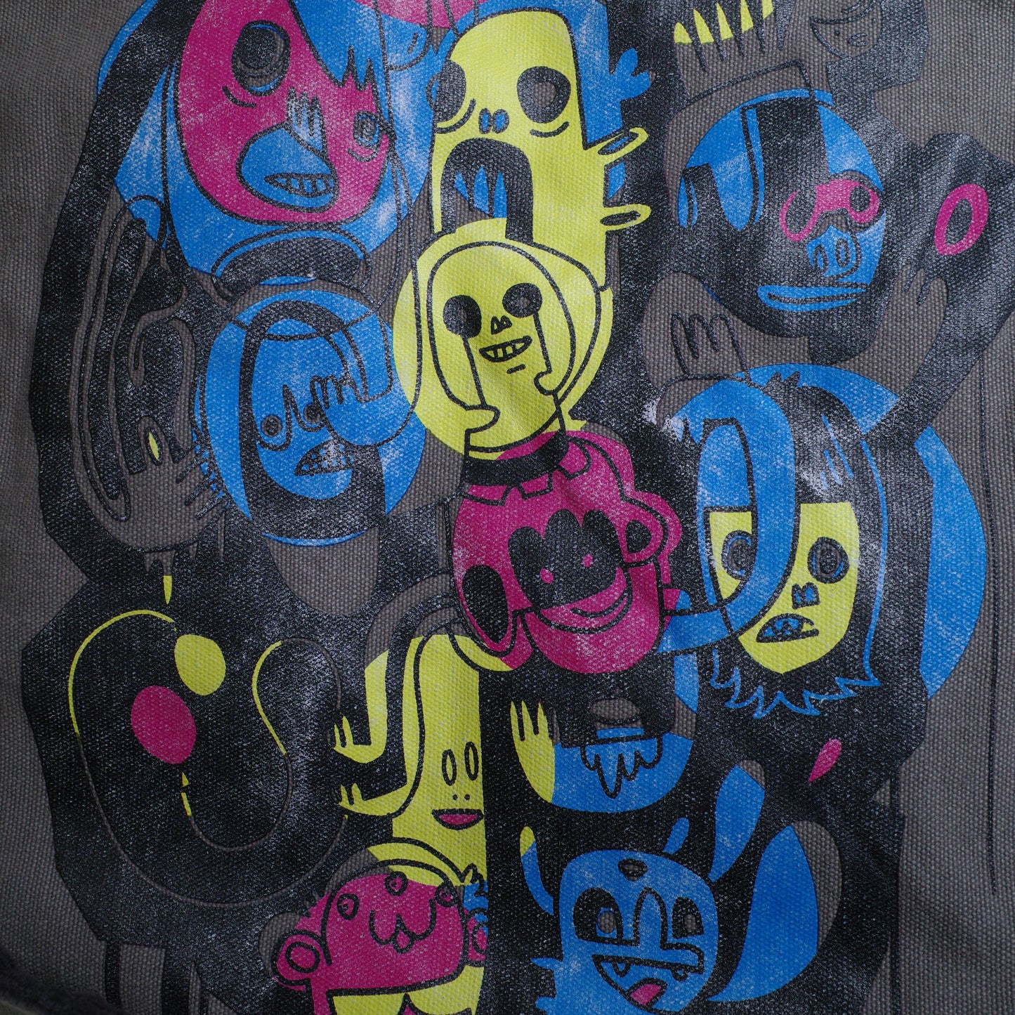Jon Burgerman Canvas Cord Faces Denim Satchel