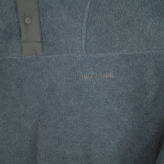 Montbell Polartec Fleece Quarter Snap Pullover Vintage Japan Made Light Blue Grey Womens Small