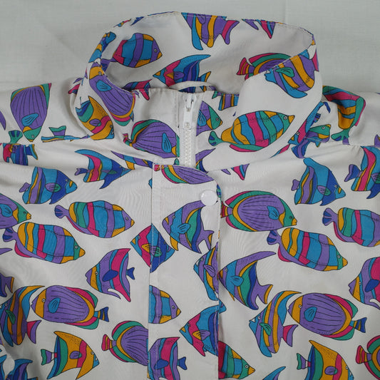 Duffel Sportswear Tropical Fish All Over Print 1980s Jacket Large