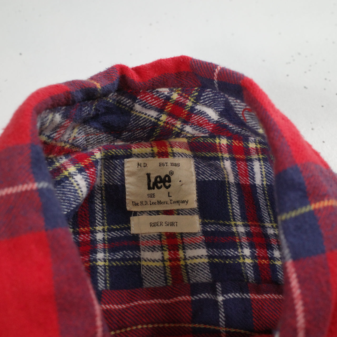 Vintage Lee Western Rider Shirt Flannel Plaid Saw Tooth Pearl-Snap Red Checkered Mens Large Slim Fit