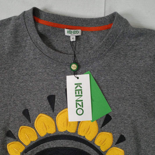 Kenzo Paris Embroidered Eye Sweatshirt Gray Crew Neck Graphic Print Mens XL NWT
