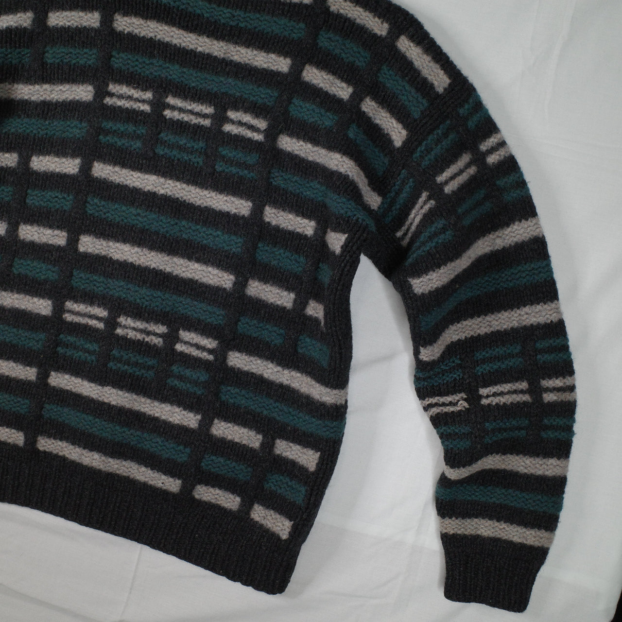 Coogi Style Boytex Pure Wool 90's Hand Made Knit Fleece Sweater Mens Large