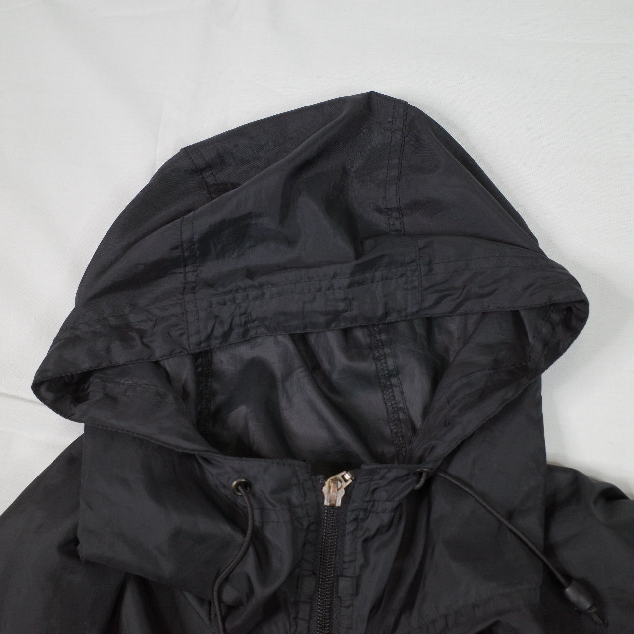 Vintage Nike Nylon Black Big Back Windbreaker Swoosh Coat Jacket Overcoat Mens Medium