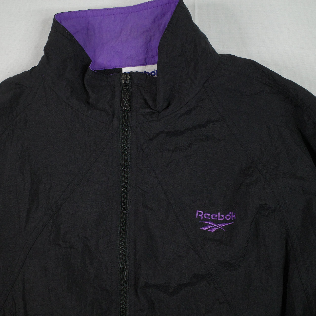 Vintage Reebok Black Purple Track Set Zip Jacket Pants Mens Medium
