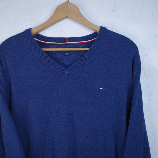 Tommy Hilfiger Sweater Cotton V Neck Navy Men's XXL