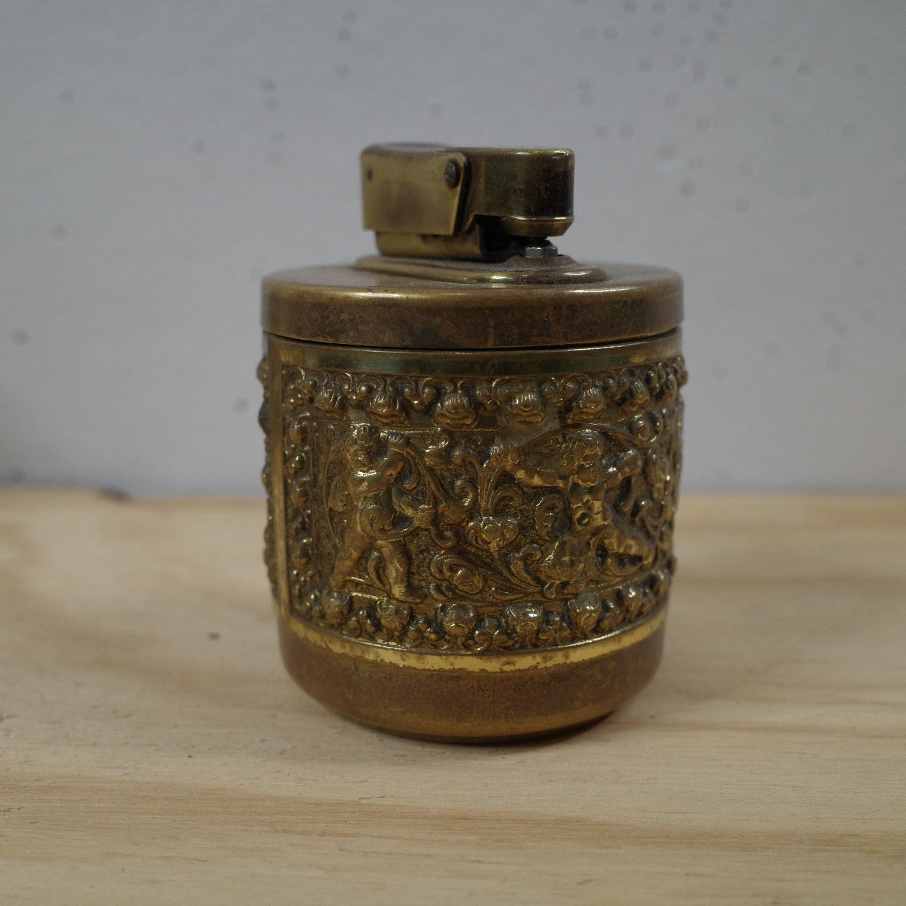 Erhard Table Lighter 1960's Cherub Brass Unrestored