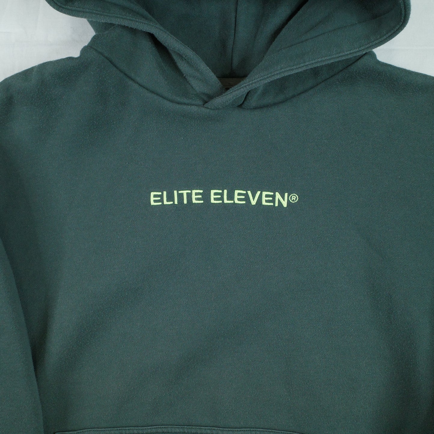 Elite Eleven Hoodie Green Neon Logo Hoodie Oversized Sweater Pullover Mens Small