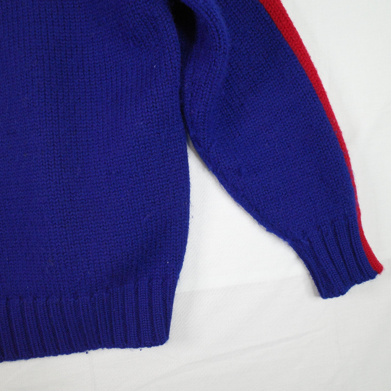 Vintage Ralph Lauren Uni Crest Wool Knit Sweater Blue Red Mens Small
