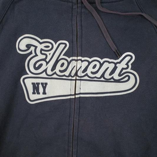 Element Zip Up Spell Out Y2K Black Hoodie Men's Large
