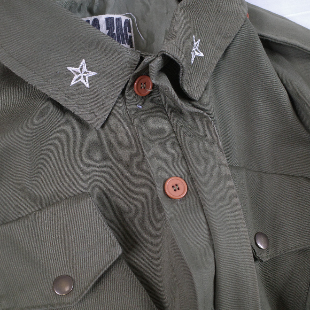 Zig Zag Army Jacket Green Medium