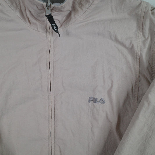 Fila Reversible Fleece Nylon Grey Faded Pink Jacket Mens Medium