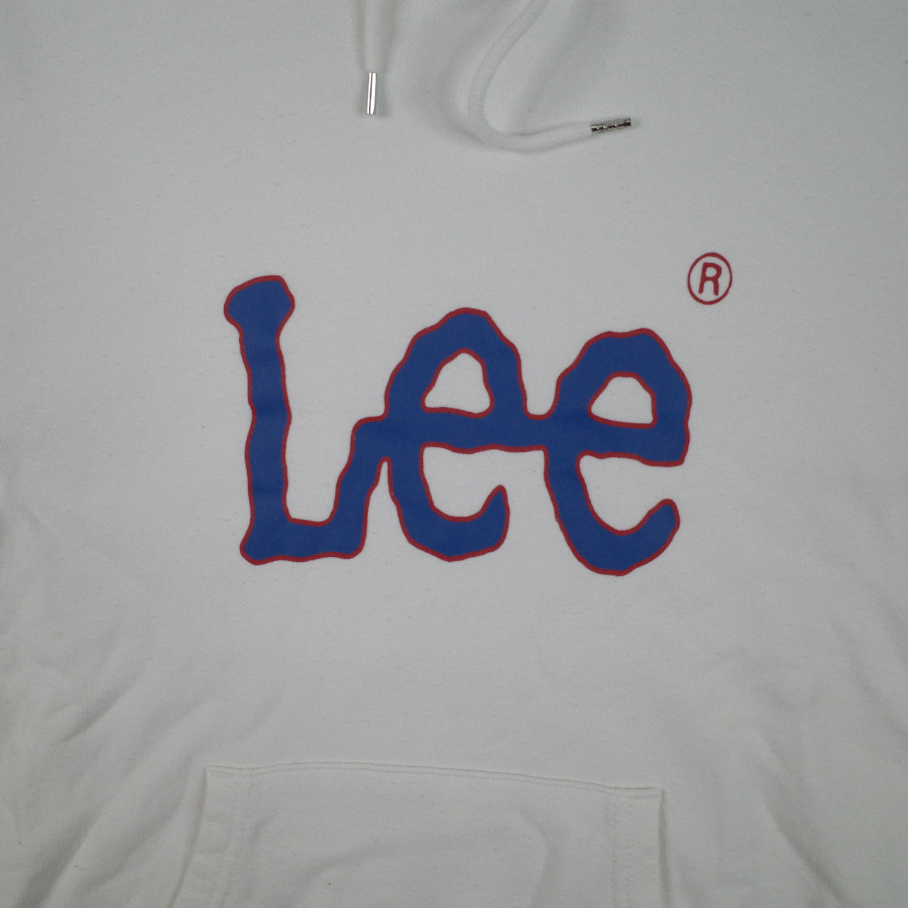Vintage Lee 90's White Hooded Crewneck Hoodie Men's Medium