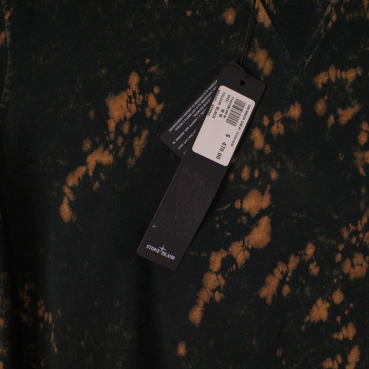 Stone Island OVD Acid Wash Black Sweatshirt Crewneck Mens Medium NWT