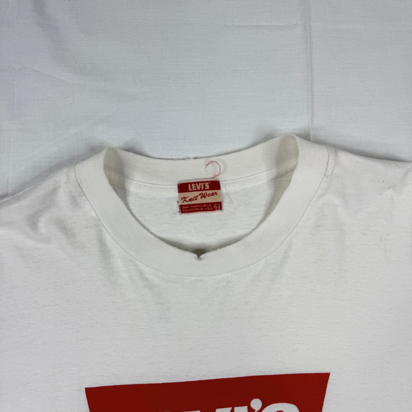 Vintage Levis Knitwear White T-Shirt Single Stitch Mens Large