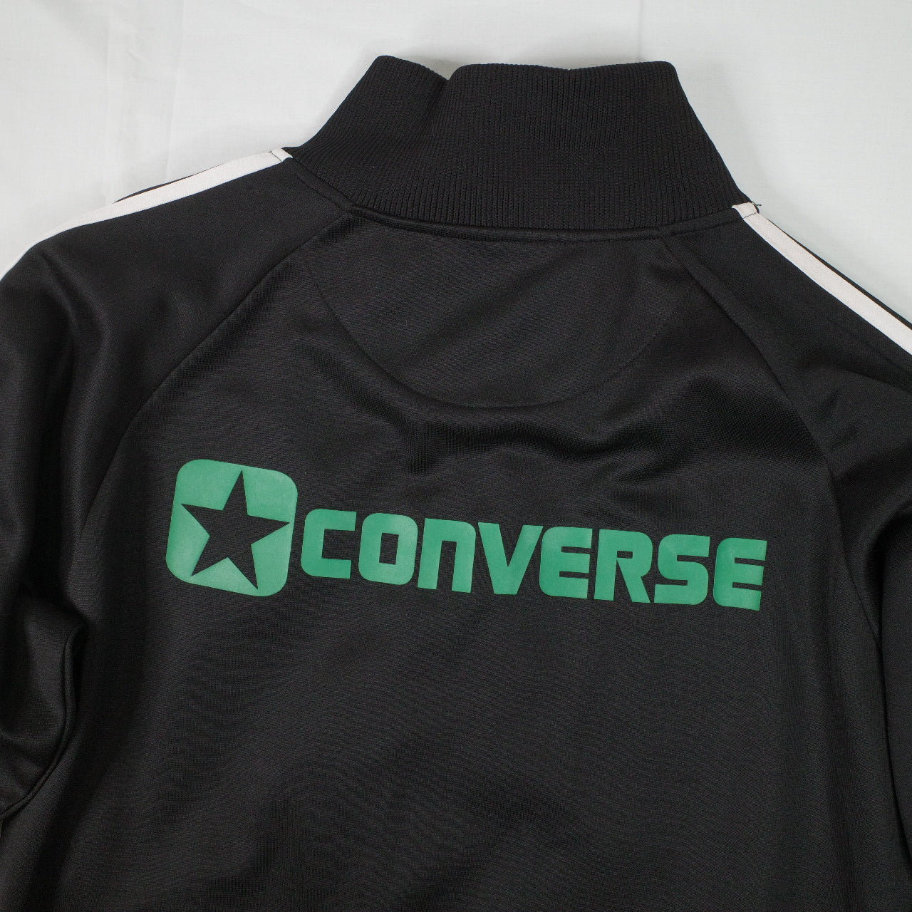 Vintage Converse Black Green Embroidered Spell Out Track Full Zip Jacket Mens XL