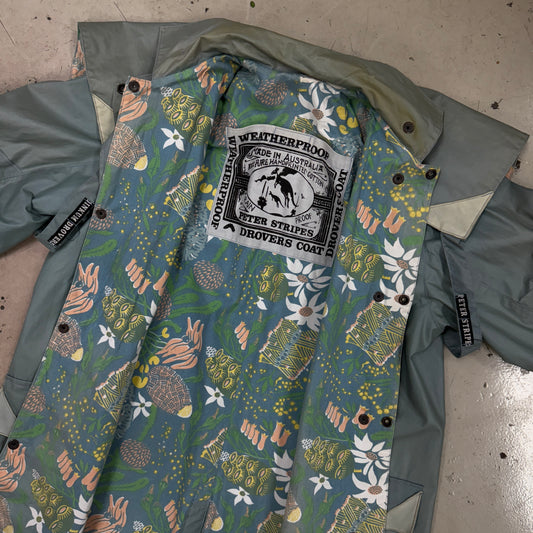 Dinkum Drovers Peter Stripes Drovers Coat Native Fauna Lined Teal Weatherproof Made In Australia Coat OS