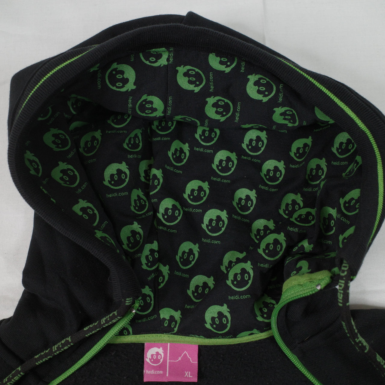 Heidi dot com 2 Zip Neon Black Hooded Zip Up Jacket Unisex XL