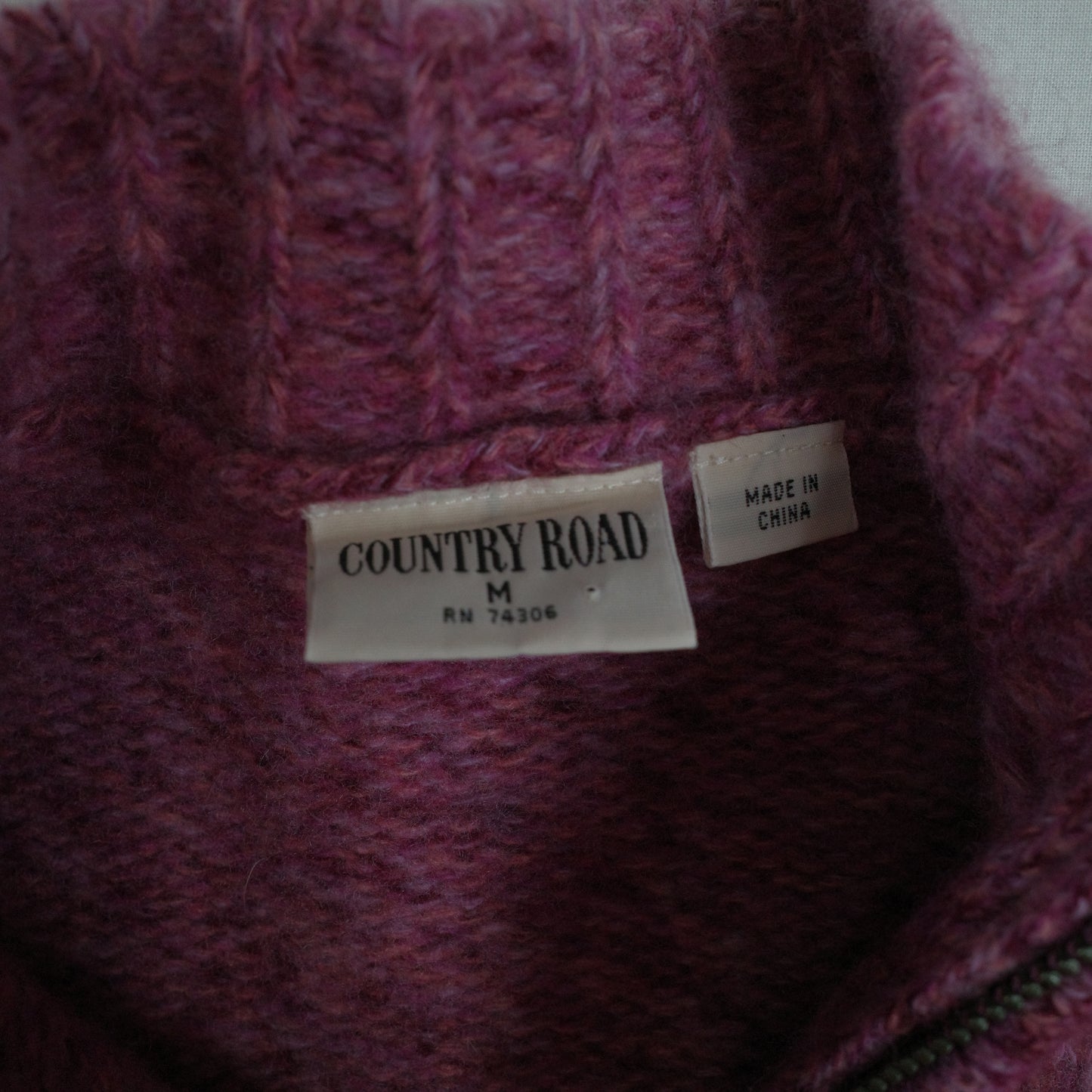 Country Road 100% Wool 1/4 Zip Knit Pink Womens Medium