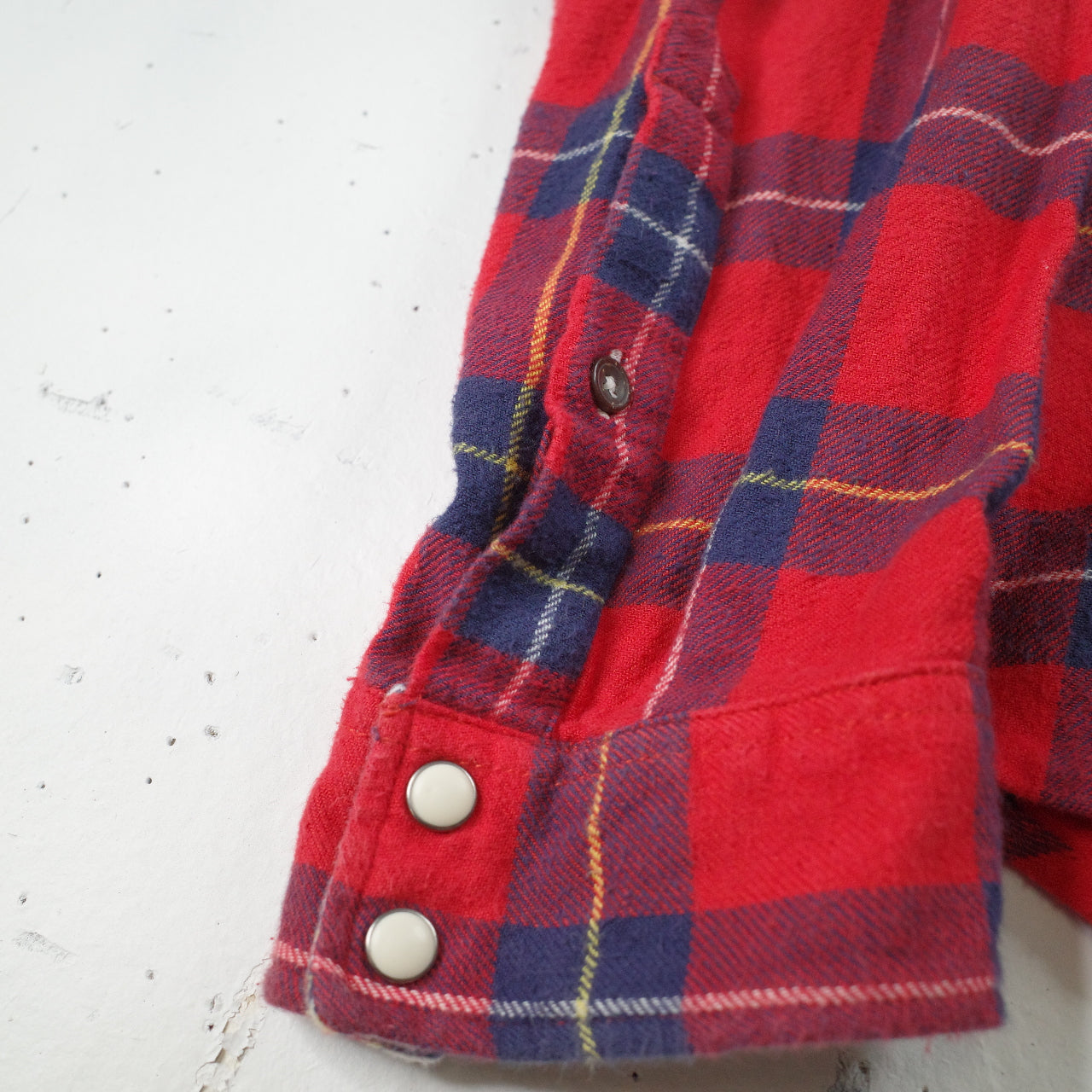 Vintage Lee Western Rider Shirt Flannel Plaid Saw Tooth Pearl-Snap Red Checkered Mens Large Slim Fit