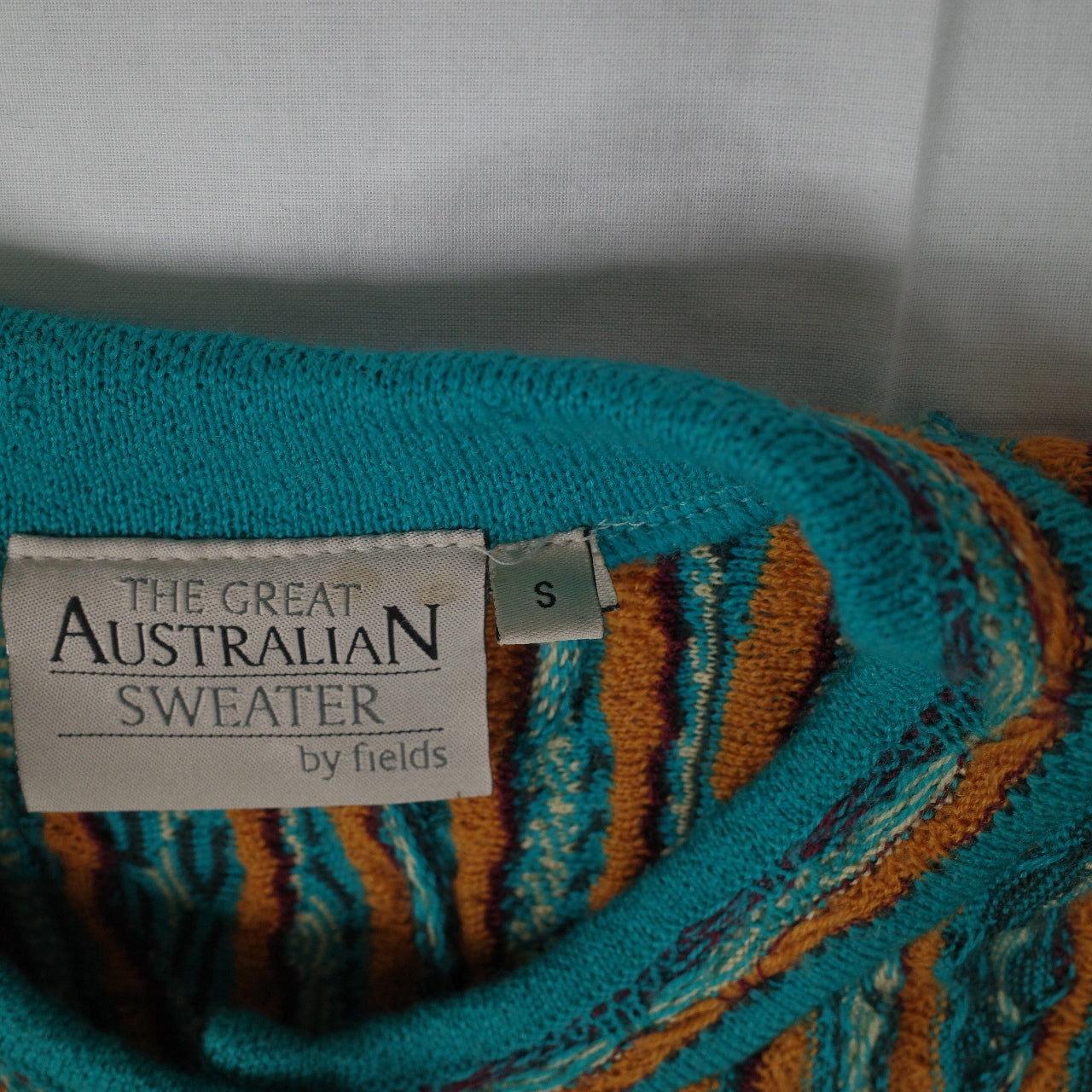 The Great Australian Sweater By Fields Cable Coogi Style Button Sweater Cardigan Men’s Small