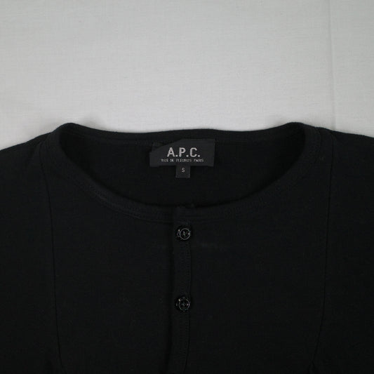 APC Rue De Fleurus Paris Womens Black Half Sleeve Black Top Blouse Shirt Womens Small