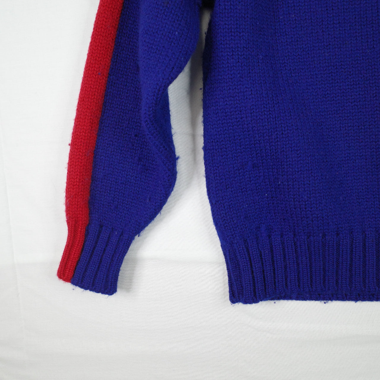 Vintage Ralph Lauren Uni Crest Wool Knit Sweater Blue Red Mens Small