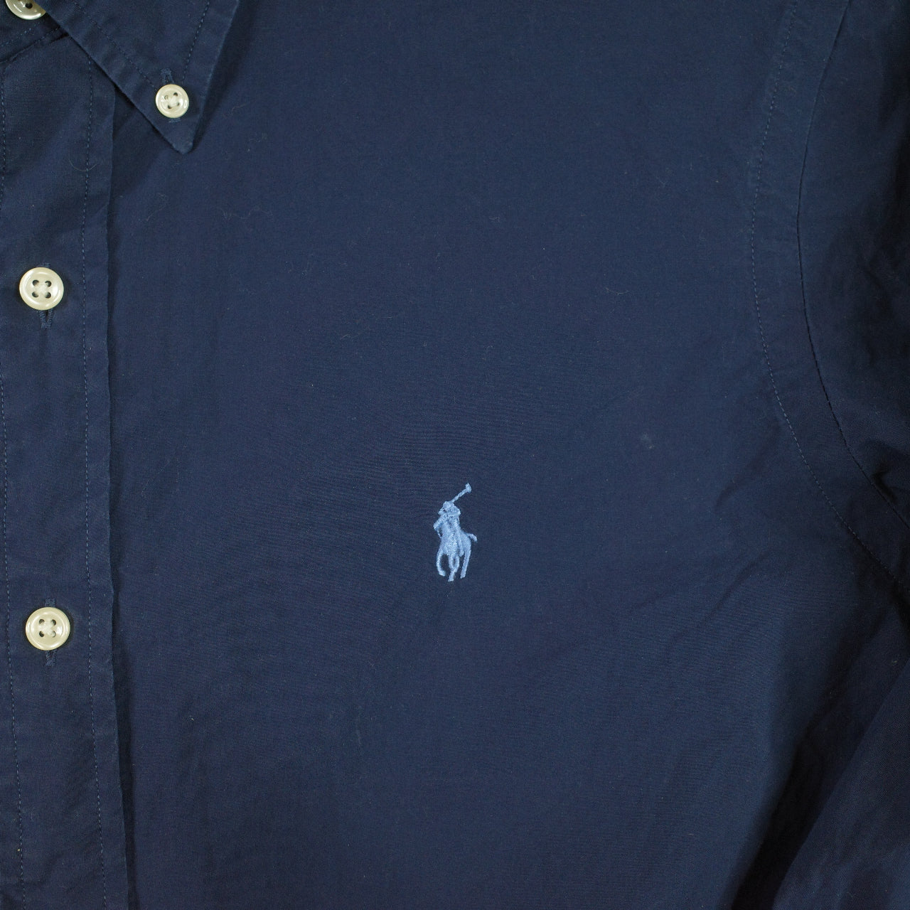 Ralph Lauren Shirt Mens Medium Blue Button Down Slim Fit Stretch Oxford