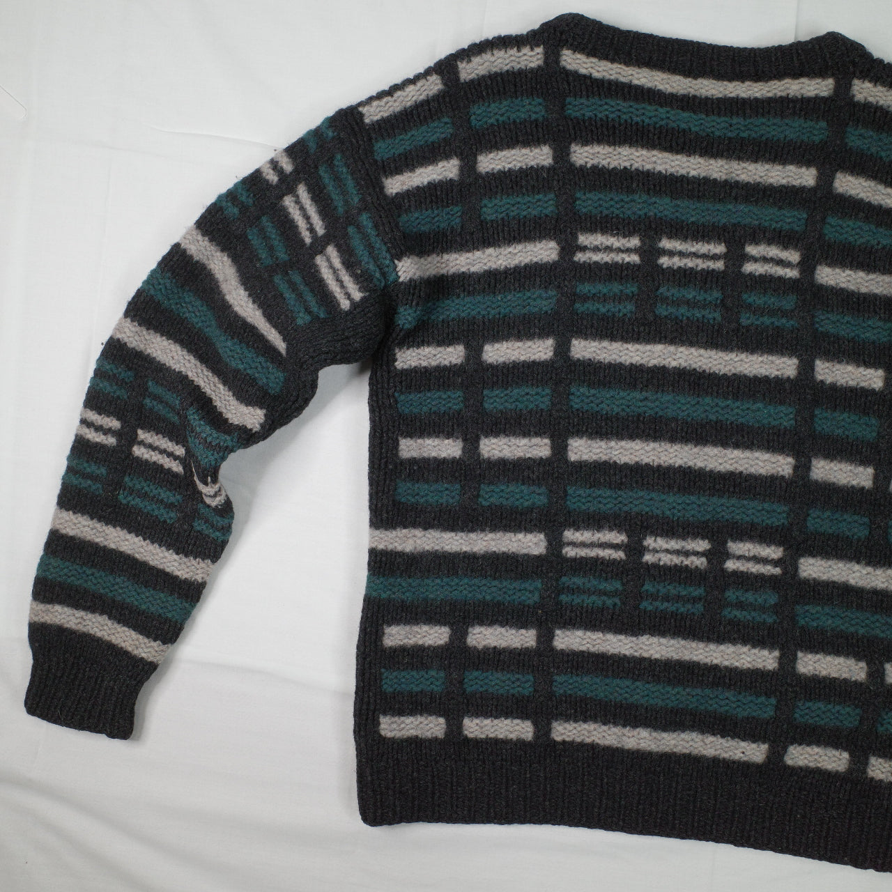Coogi Style Boytex Pure Wool 90's Hand Made Knit Fleece Sweater Mens Large